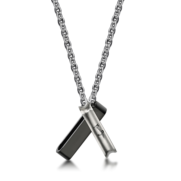 Double Rectangular Ring Pendants with Necklace