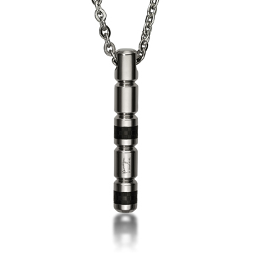 Pipe Shaped Black Checked Pendant with Necklace