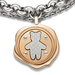 Ip Rose Gold Wax Stamp Bear With Double Steel Bracelet