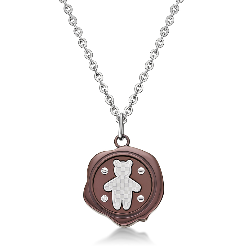 Ip Brown Seal Wax Stamp Bear Pendant With Necklace