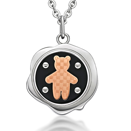 Steel Seal Wax Stamp Bear Pendant With Necklace