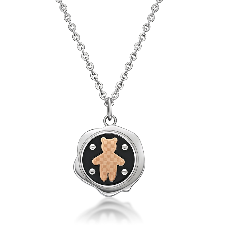 Steel Seal Wax Stamp Bear Pendant With Necklace