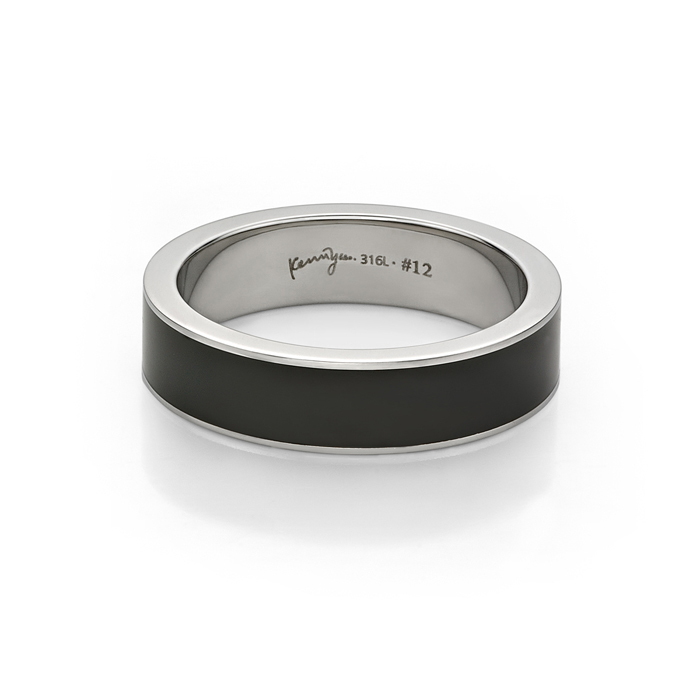 Black Enamel Steel Ring