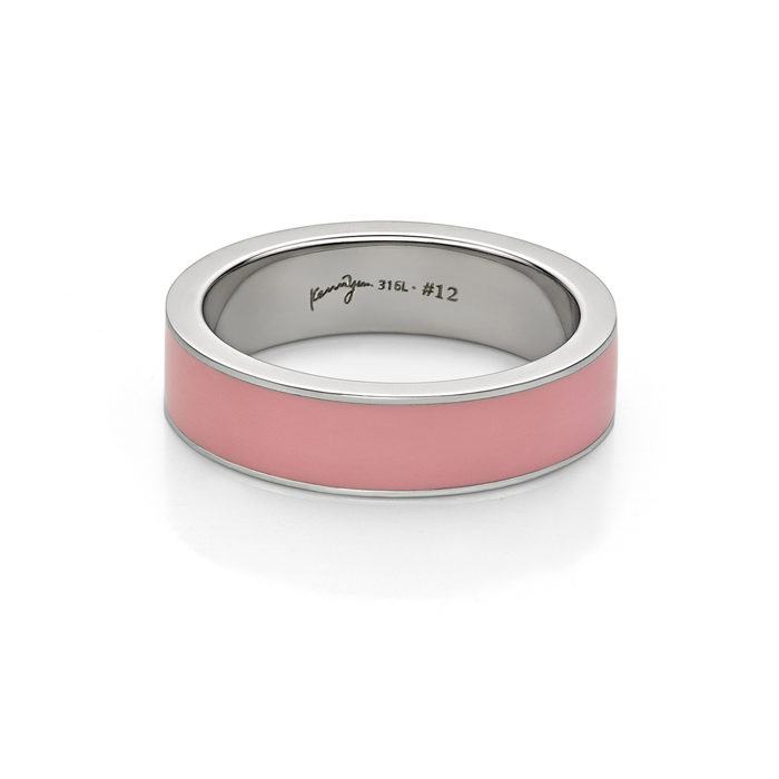 Pink Enamel Steel Ring