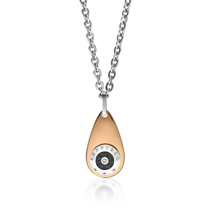 Ip Rose Gold Diamond water droplet Necklace In Ip Rose Gold