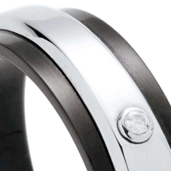 Black Steel Diamond Ring