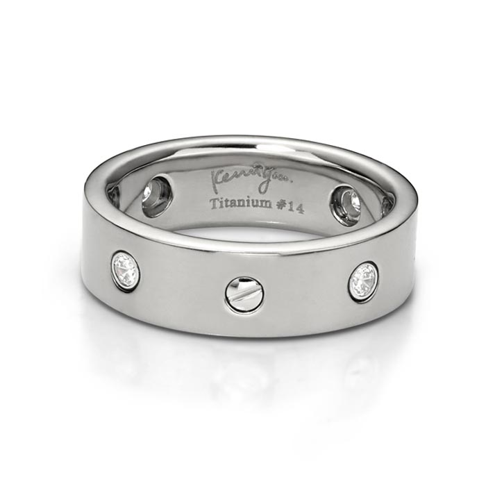 Health Titanium Ring with Crystal