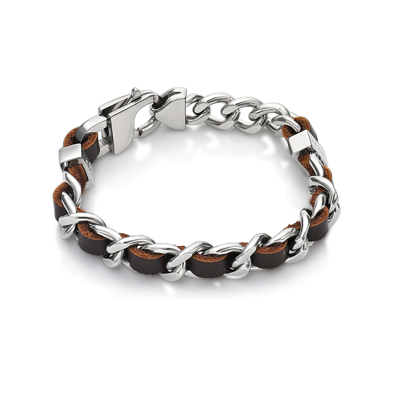 Brown leather screw bracelet