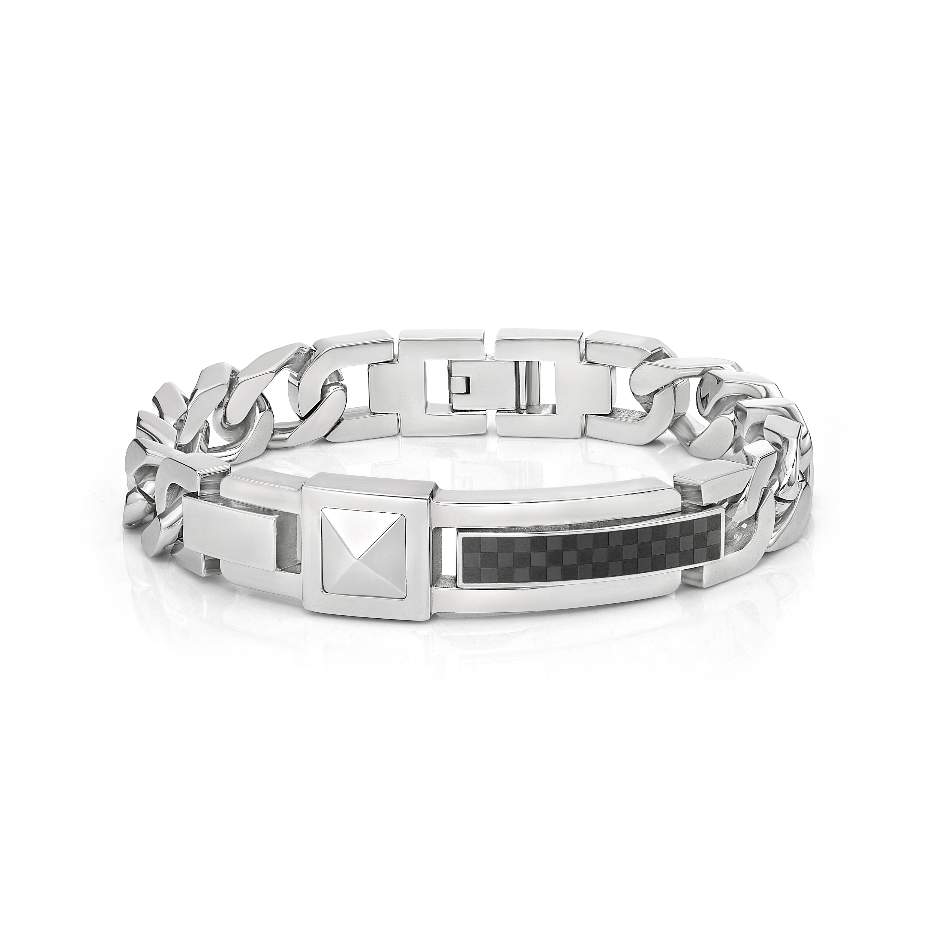 Steel Rivet Bracelet with Black square pattern