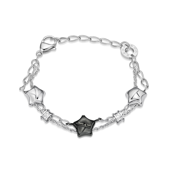Share Of Love 3 Stars Steel Bracelet (Black)