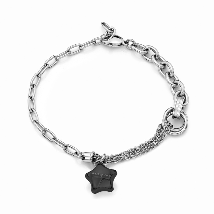 Ip Black Lucky Star Steel Bracelet