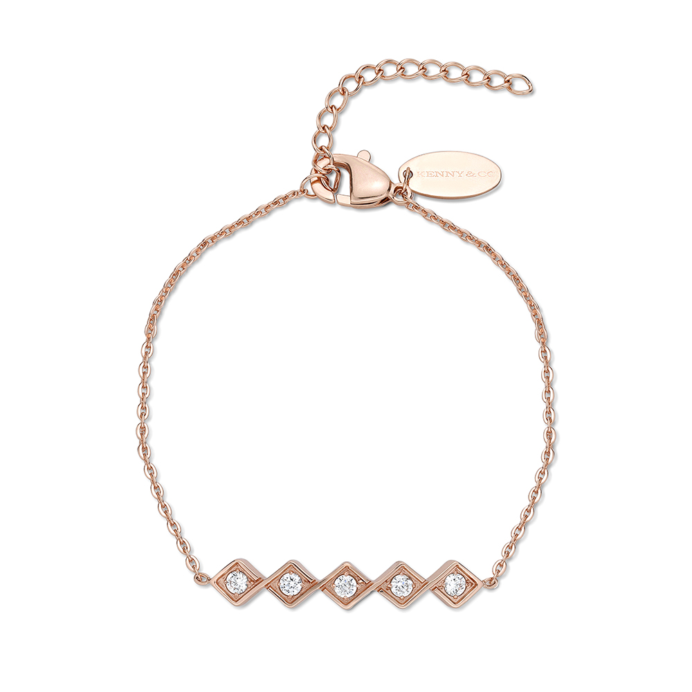 14K Rose Gold Plated Bracelet with Crystal Charm