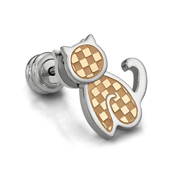 Ip Rose Gold Kitty Earring (Each)