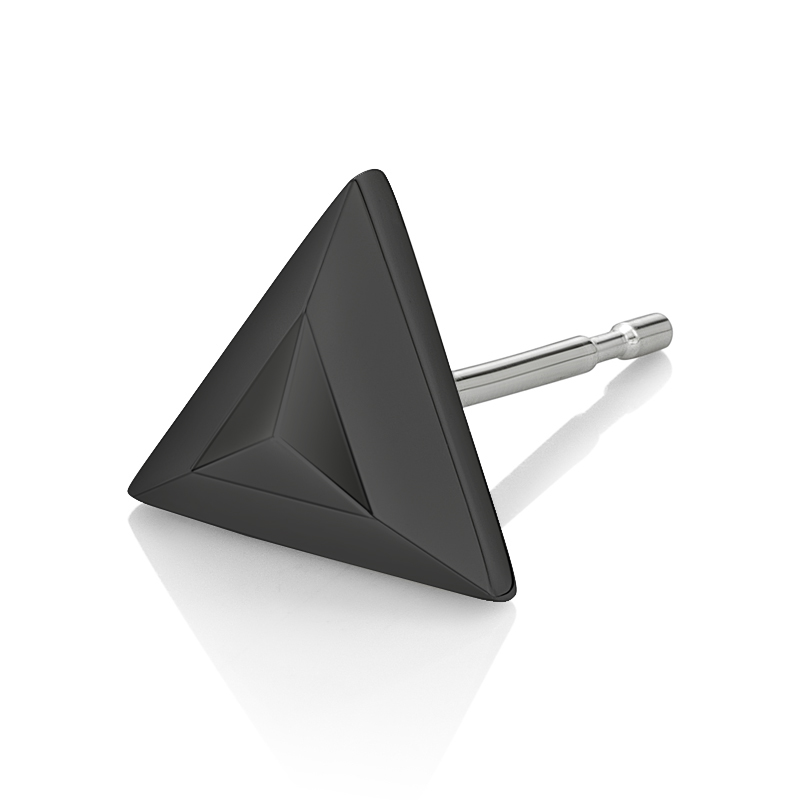 Black Triangle Steel Earring  (Each)
