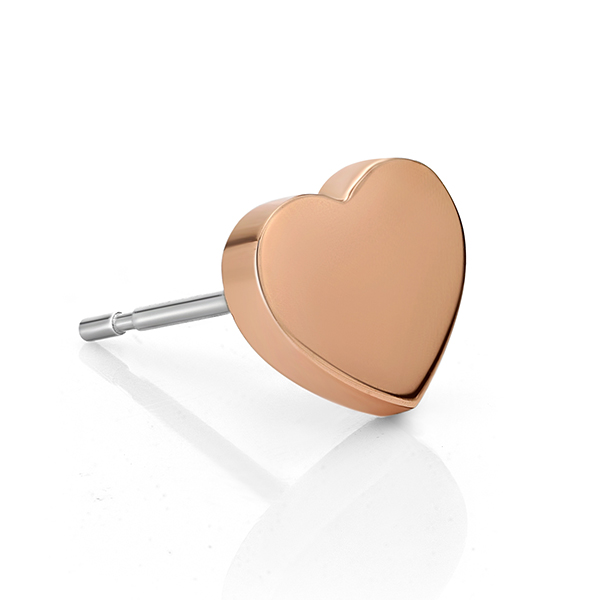 14K Rose Gold Plated Heart Shaped Steel Earring (single)