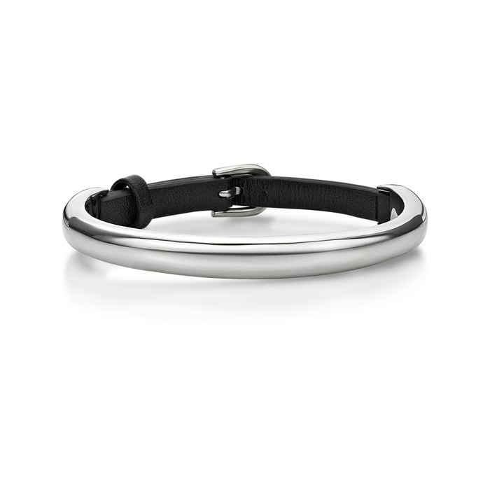 Black Leather With Steel Bangle