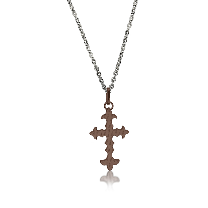 Brown Kenny & co. logo Cross Pendant with Necklace