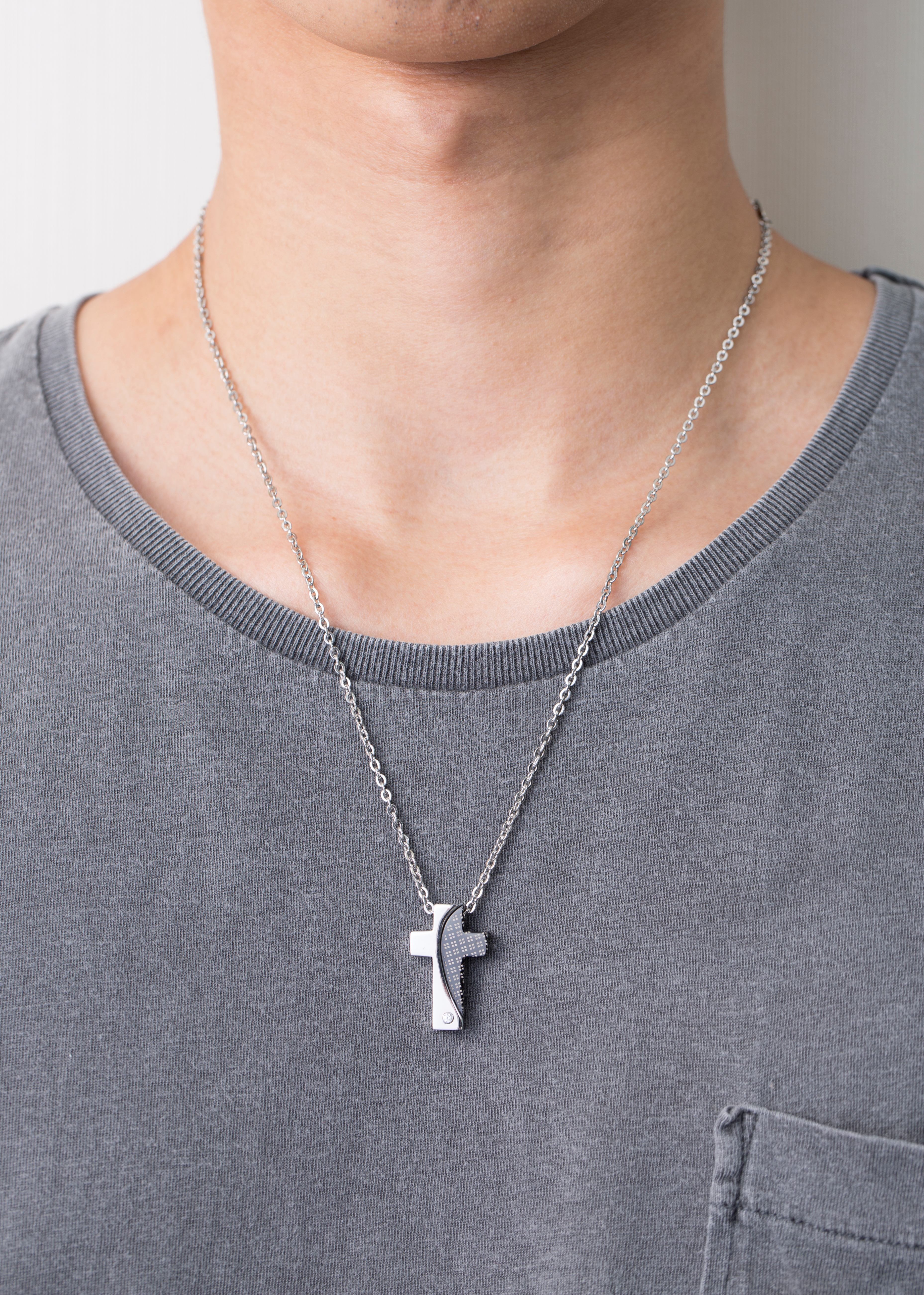 Ip Rose Gold Crystal Cross Checked Pendant with Necklace