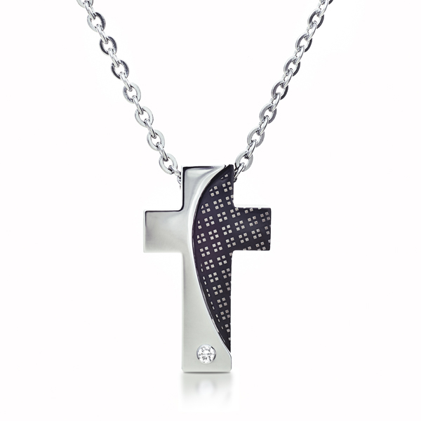 Crystal Cross Checked Pendant with Necklace