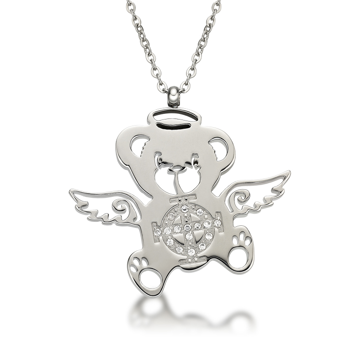 Crystal Angel Bear Necklace