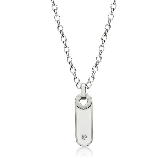 Kenny & co. Logo With White Enamel Crystal Necklace (Small)