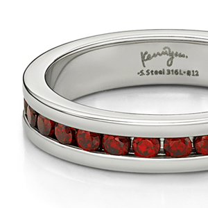 Full Red Crystals Steel Ring