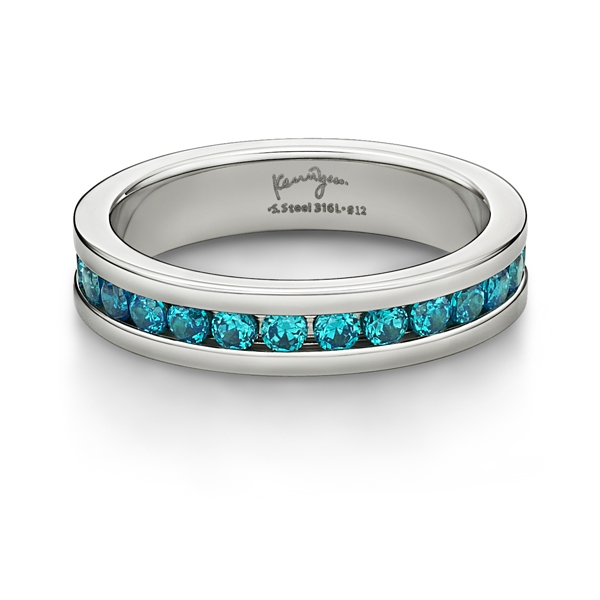 Full Blue Crystals Steel Ring