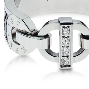 Linking Checkered Crystals Steel Ring