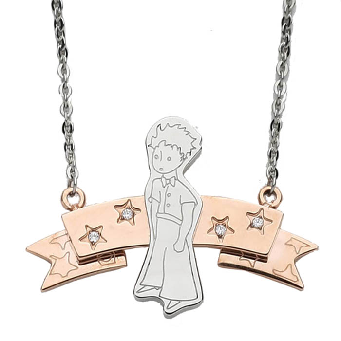 Le Petit Prince Ribbon Necklace In Ip Rose Gold