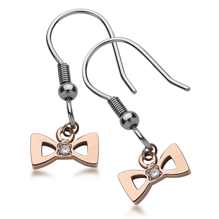 Le Petit Ip Rose Gold Prince Bow Tie Earrings(a pair)