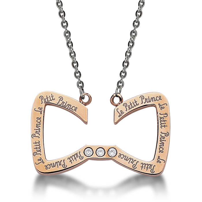 Le Petit Prince Bow Tie Necklace In Ip Rose Gold