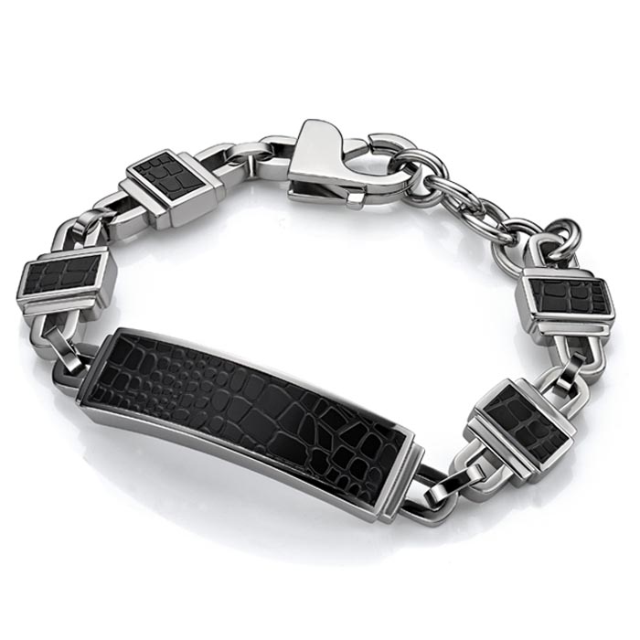 Black Leather Pattern Bracelet