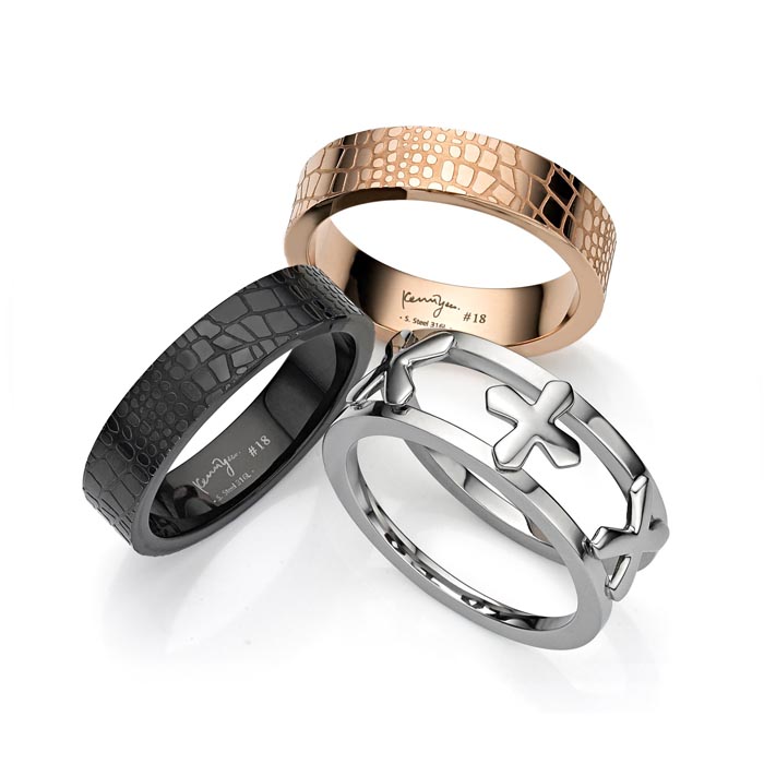 3 in 1 Leather Pattern Ring Set