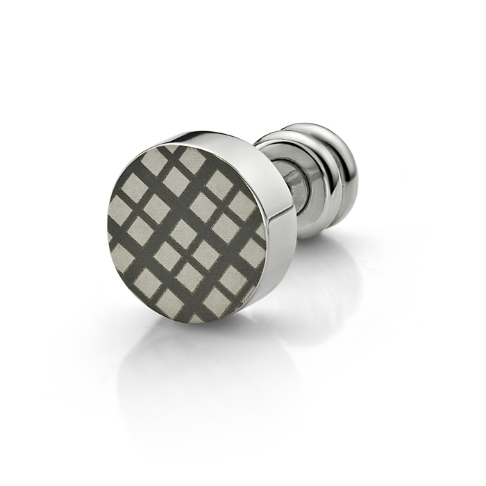 Checkered Pattern Earring In Circle (Each)