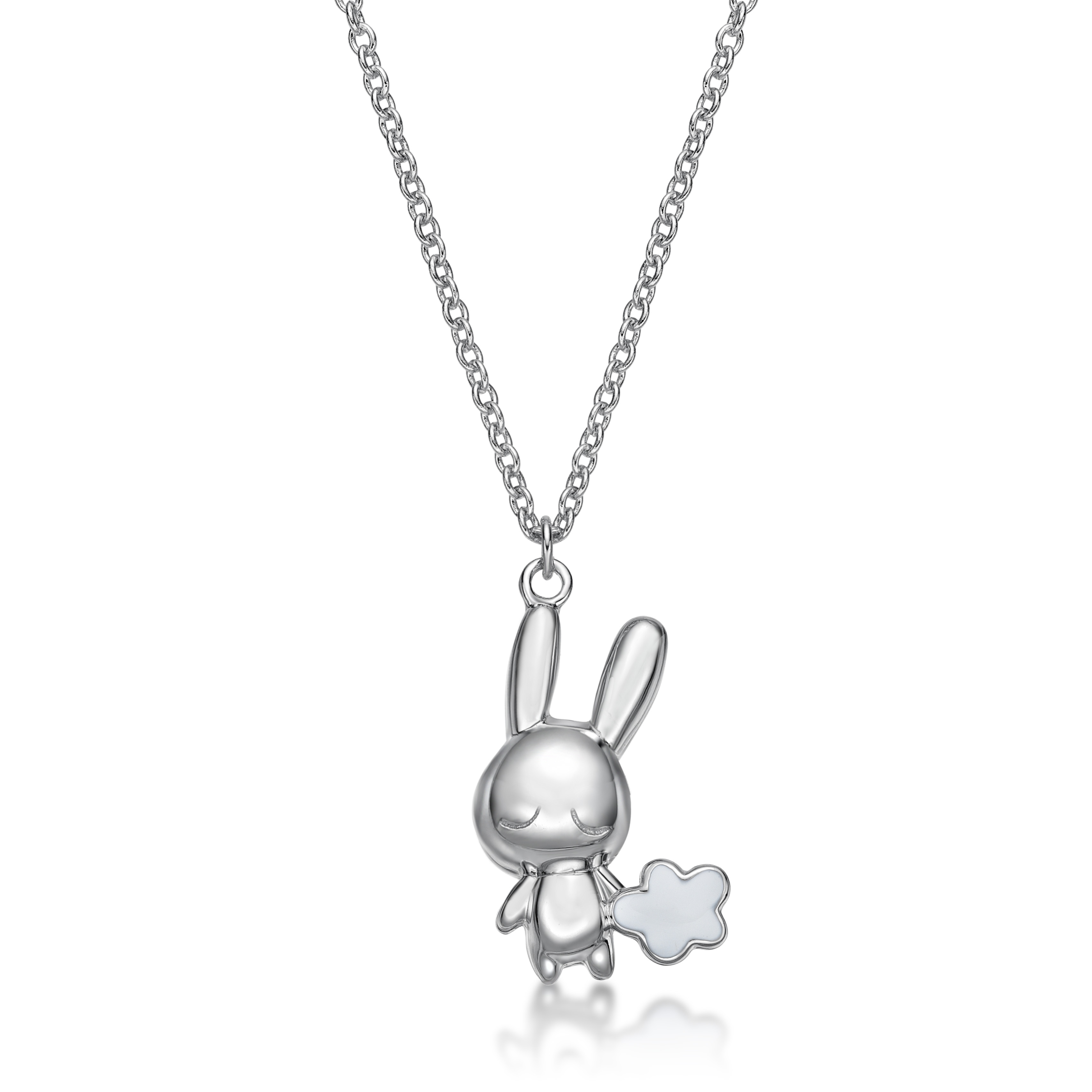 Rabbit C Icon & Cloud Pendant With Necklace