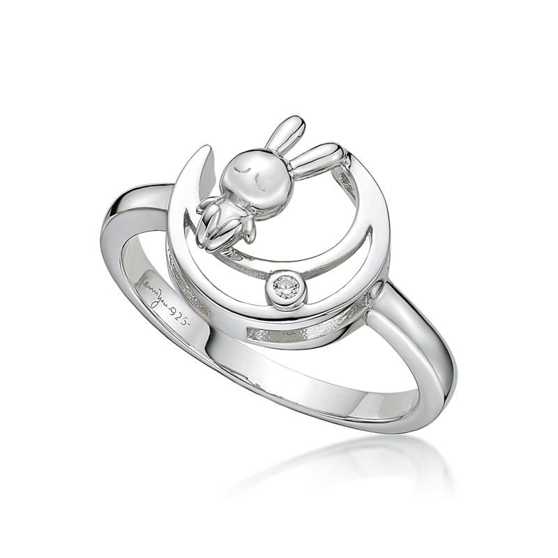 Rabbit C. on the Moon Ring in RH. plated